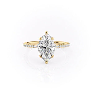 The Ashley Set  With A 1 Carat Marquise 18K Yellow Gold Moissanite