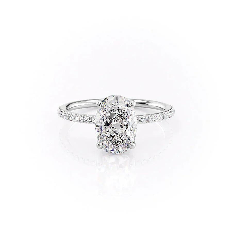 The Ashley Set With A 1 Carat Oval 14K White Gold Lab Diamond