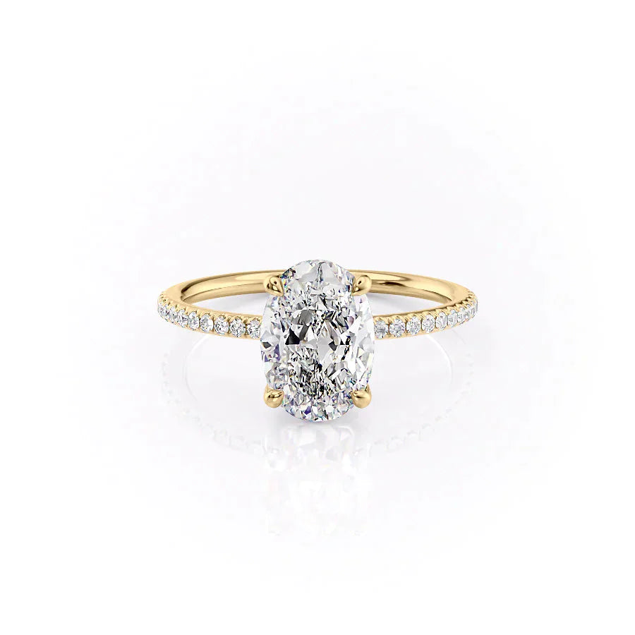 The Ashley Set  With A 2.5 Carat Oval 18K Yellow Gold Moissanite