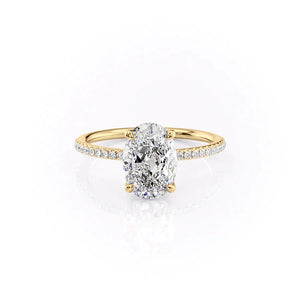 The Ashley Set  With A 2.5 Carat Oval 14K Yellow Gold Moissanite