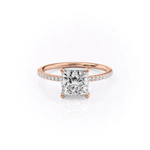 The Ashley Set With A 2.5 Carat Princess 14K Rose Gold Lab Diamond