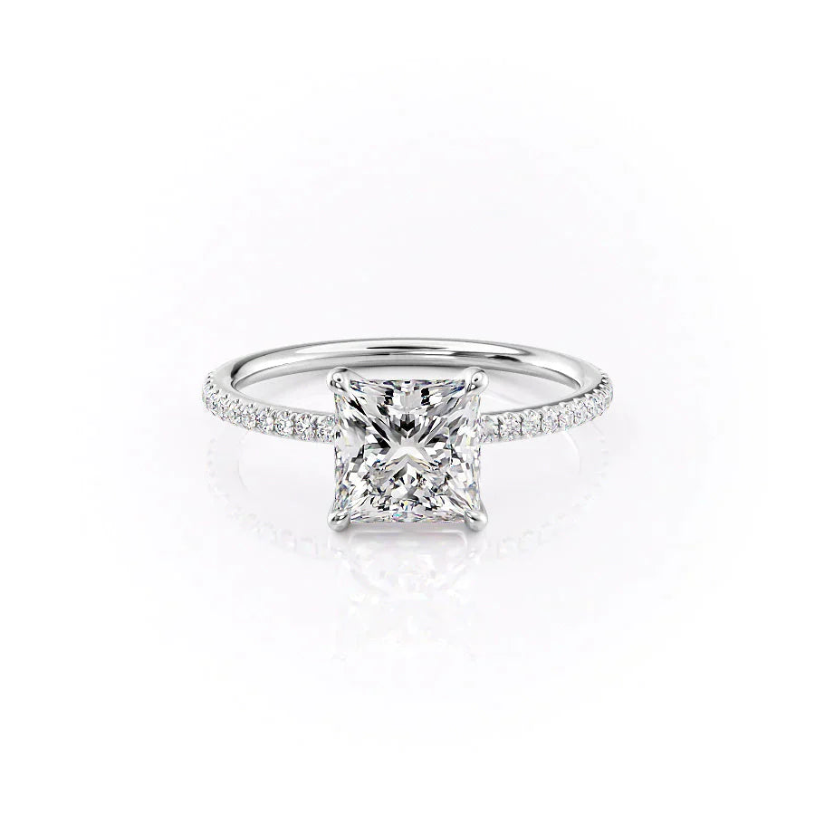 The Ashley Set  With A 1.5 Carat Princess 18K White Gold Moissanite