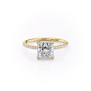 The Ashley Set  With A 2 Carat Princess 18K Yellow Gold Moissanite
