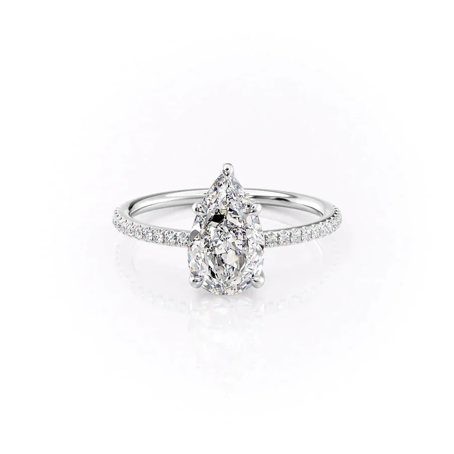 The Ashley Set With A 1 Carat Pear 14K White Gold Lab Diamond