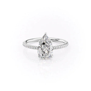 The Ashley Set  With A 4.5 Carat Pear 18K White Gold Moissanite