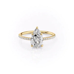 The Ashley Set  With A 2.5 Carat Pear 14K Yellow Gold Moissanite
