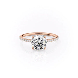 The Ashley Set With A 1 Carat Round 14K Rose Gold Lab Diamond