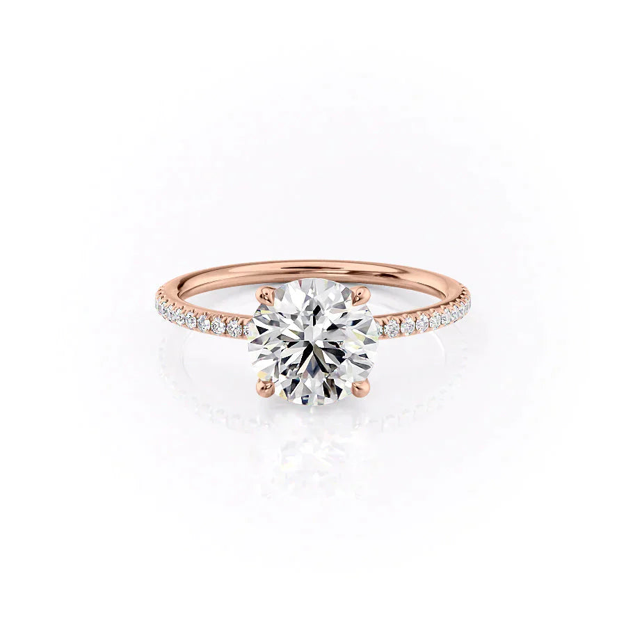 The Ashley Set With A 2 Carat Round 14K Rose Gold Lab Diamond