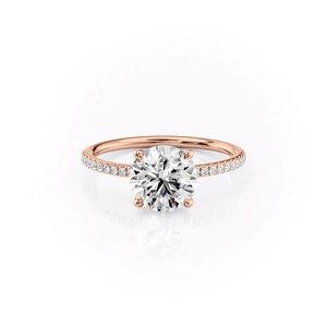 The Pave Ashley Set  With A 4.5 Carat Round 14K Rose Gold Moissanite