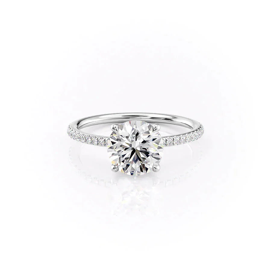 The Ashley Set With A 1 Carat Round 18K White Gold Lab Diamond
