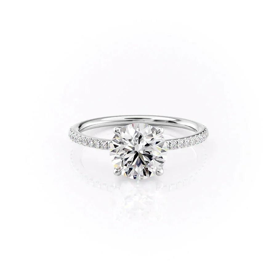 The Pave Ashley Set  With A 2.5 Carat Round 14K White Gold Moissanite