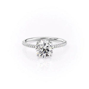 The Pave Ashley Set  With A 2 Carat Round 14K White Gold Moissanite