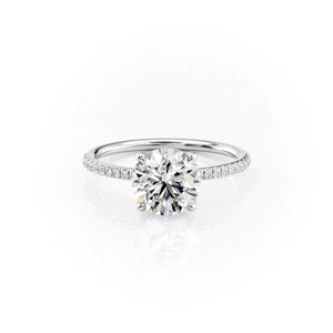 The Pave Ashley Set With A 2.5 Carat Round 14K White Gold Lab Diamond