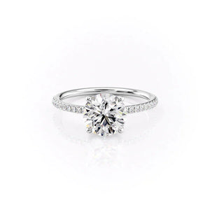 The Ashley Set  With A 3 Carat Round 14K White Gold Moissanite