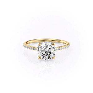 The Ashley Set  With A 2 Carat Round 14K Yellow Gold Moissanite