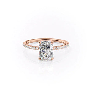 The Ashley Set  With A 4.5 Carat Radiant 14K Rose Gold Moissanite