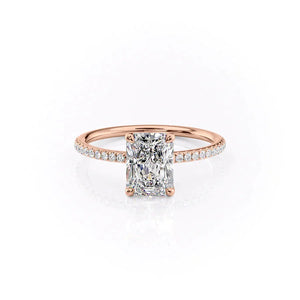 The Pave Ashley Set  With A 2 Carat Radiant 14K Rose Gold Moissanite