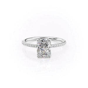 The Ashley Set  With A 1 Carat Radiant 14K White Gold Moissanite