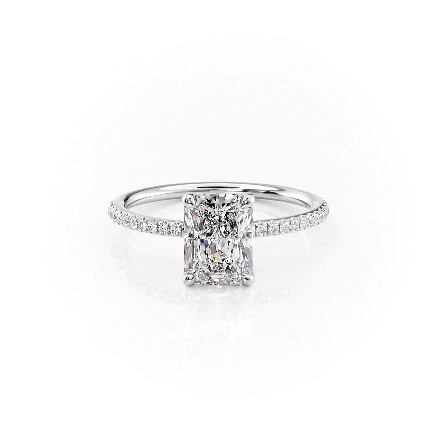 The Ashley Set With A 2 Carat Radiant 18K White Gold Lab Diamond