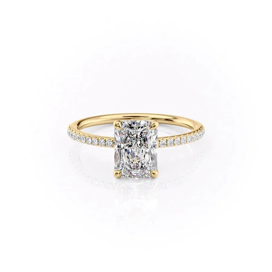 The Ashley Set  With A 1 Carat Radiant 14K Yellow Gold Moissanite
