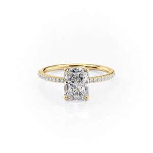 The Ashley Set With A 2.5 Carat Radiant 14K Yellow Gold Lab Diamond