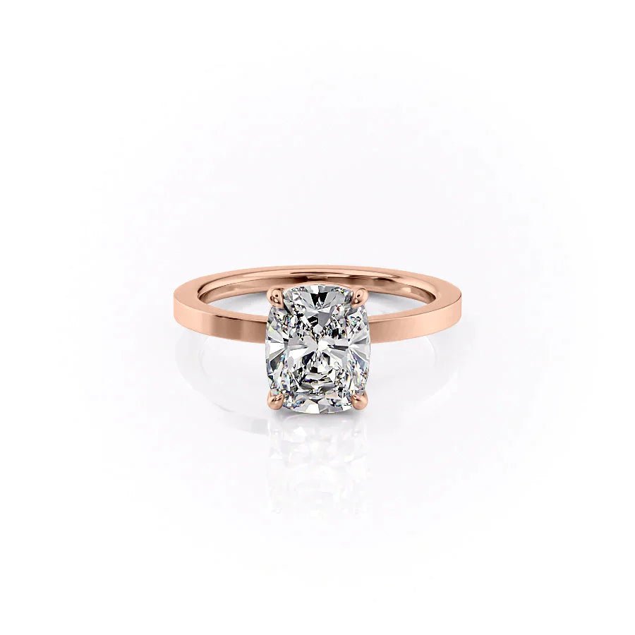 The Eleanor Set  With A 3 Carat E. Cushion 14K Rose Gold Moissanite