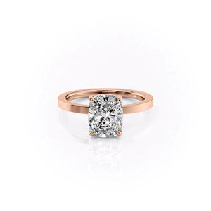 The Eleanor Set  With A 3 Carat E. Cushion 14K Rose Gold Moissanite