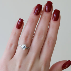 The Eleanor Set  With A 2.5 Carat Emerald 14K White Gold Moissanite