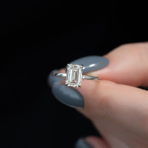 The Eleanor Set  With A 2.5 Carat Emerald 14K White Gold Moissanite