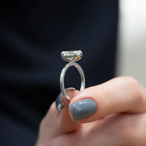 The Eleanor Set  With A 2.5 Carat Emerald 14K White Gold Moissanite