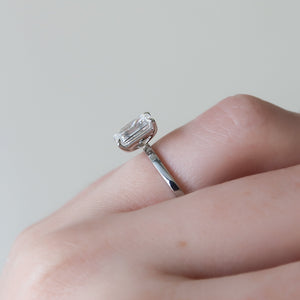 The Eleanor Set  With A 2.5 Carat Emerald 14K White Gold Moissanite