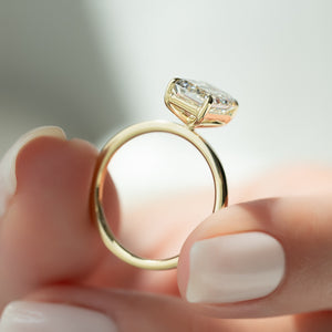 The Eleanor Set  With A 2.5 Carat Emerald 14K Yellow Gold Moissanite