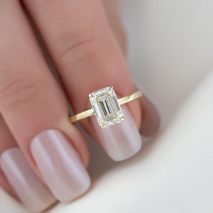 The Eleanor Set  With A 2.5 Carat Emerald 14K Yellow Gold Moissanite