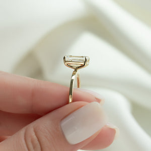 The Eleanor Set  With A 2.5 Carat Emerald 14K Yellow Gold Moissanite