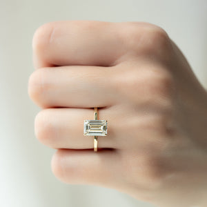 The Eleanor Set  With A 2.5 Carat Emerald 14K Yellow Gold Moissanite