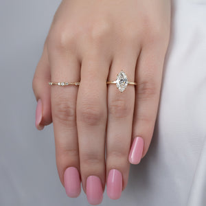 The Eleanor Set  With A 2.5 Carat Marquise 14K Yellow Gold Moissanite