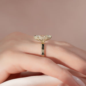 The Eleanor Set  With A 2.5 Carat Marquise 14K Yellow Gold Moissanite