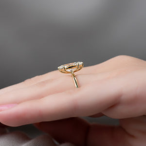 The Eleanor Set  With A 2.5 Carat Marquise 14K Yellow Gold Moissanite