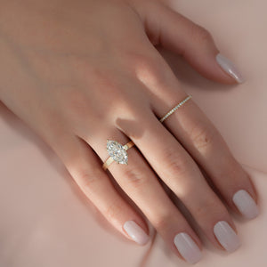 The Eleanor Set  With A 2.5 Carat Marquise 14K Yellow Gold Moissanite