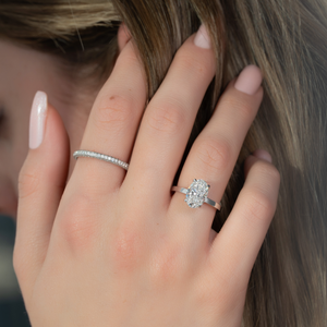 The Eleanor Set  With A 2.5 Carat Oval 14K White Gold Moissanite