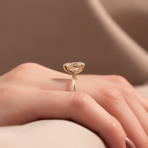 The Eleanor Set  With A 2.5 Carat Oval 18K Yellow Gold Moissanite