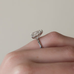 The Eleanor Set  With A 2.5 Carat Pear 14K White Gold Moissanite