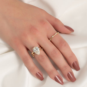 The Eleanor Set  With A 2.5 Carat Pear 14K Yellow Gold Moissanite