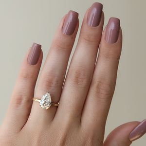 The Eleanor Set  With A 2.5 Carat Pear 14K Yellow Gold Moissanite