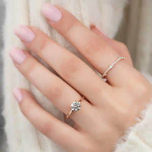 The Eleanor Set  With A 1.5 Carat Round 14K Rose Gold Moissanite