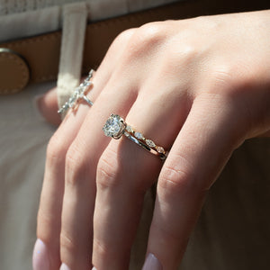 The Eleanor Set  With A 1.5 Carat Round 14K White Gold Moissanite