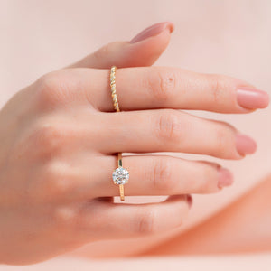 The Eleanor Set  With A 1.5 Carat Round 18K Yellow Gold Moissanite
