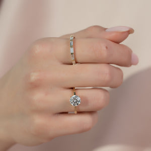 The Eleanor Set  With A 1.5 Carat Round 18K Yellow Gold Moissanite