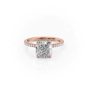 The Eleanor Set With A 2.5 Carat Cushion 14K Rose Gold Lab Diamond