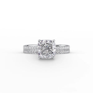 The Pave Eleanor Set With A 1.5 Carat Cushion 14K White Gold Lab Diamond